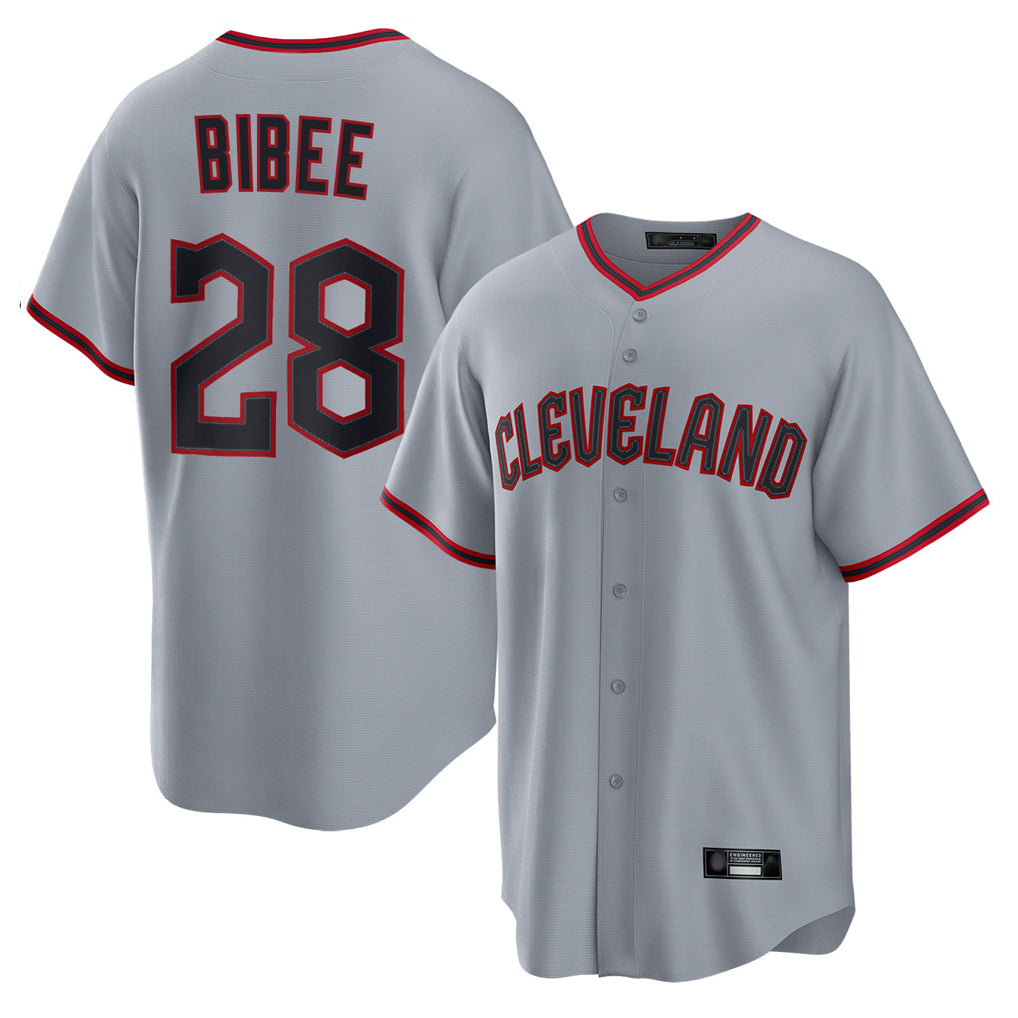 Choea C.Guardians #28 Tanner Bibee Player Gray Home Game Stitched Jerseys