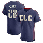 Choea C.Guardians #28 Tanner Bibee Player Navy City Connect Limited Elite Home Stitched Jerseys
