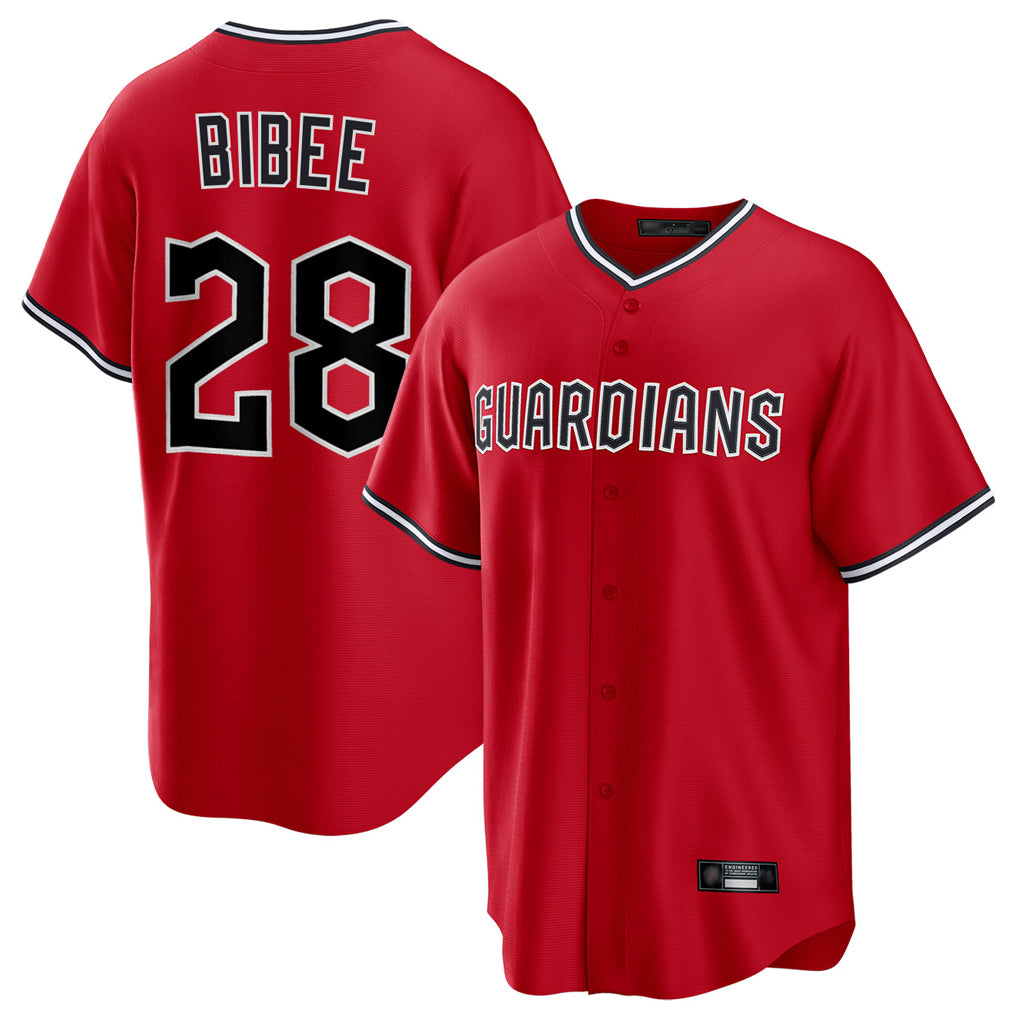 Choea C.Guardians #28 Tanner Bibee Player Red Home Game Stitched Jerseys