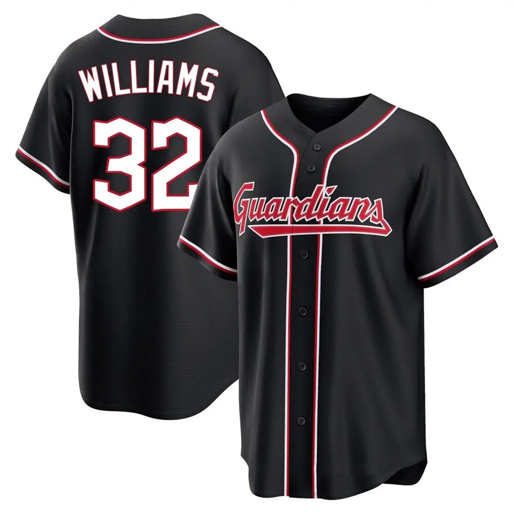 Choea C.Guardians #32 Gavin Williams Player Black Fashion Out Home Game Stitched Jerseys