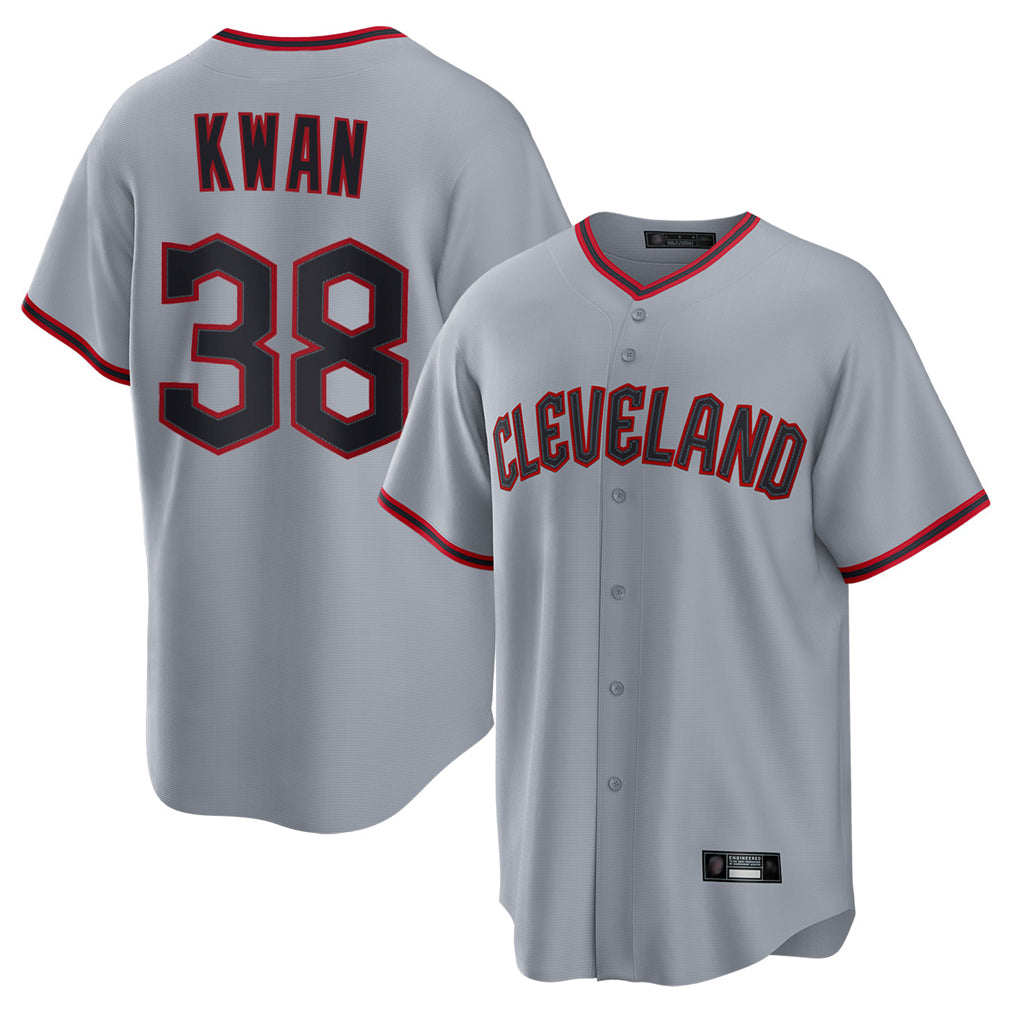 Choea C.Guardians #38 Steven Kwan Player Gray Home Game Stitched Jerseys