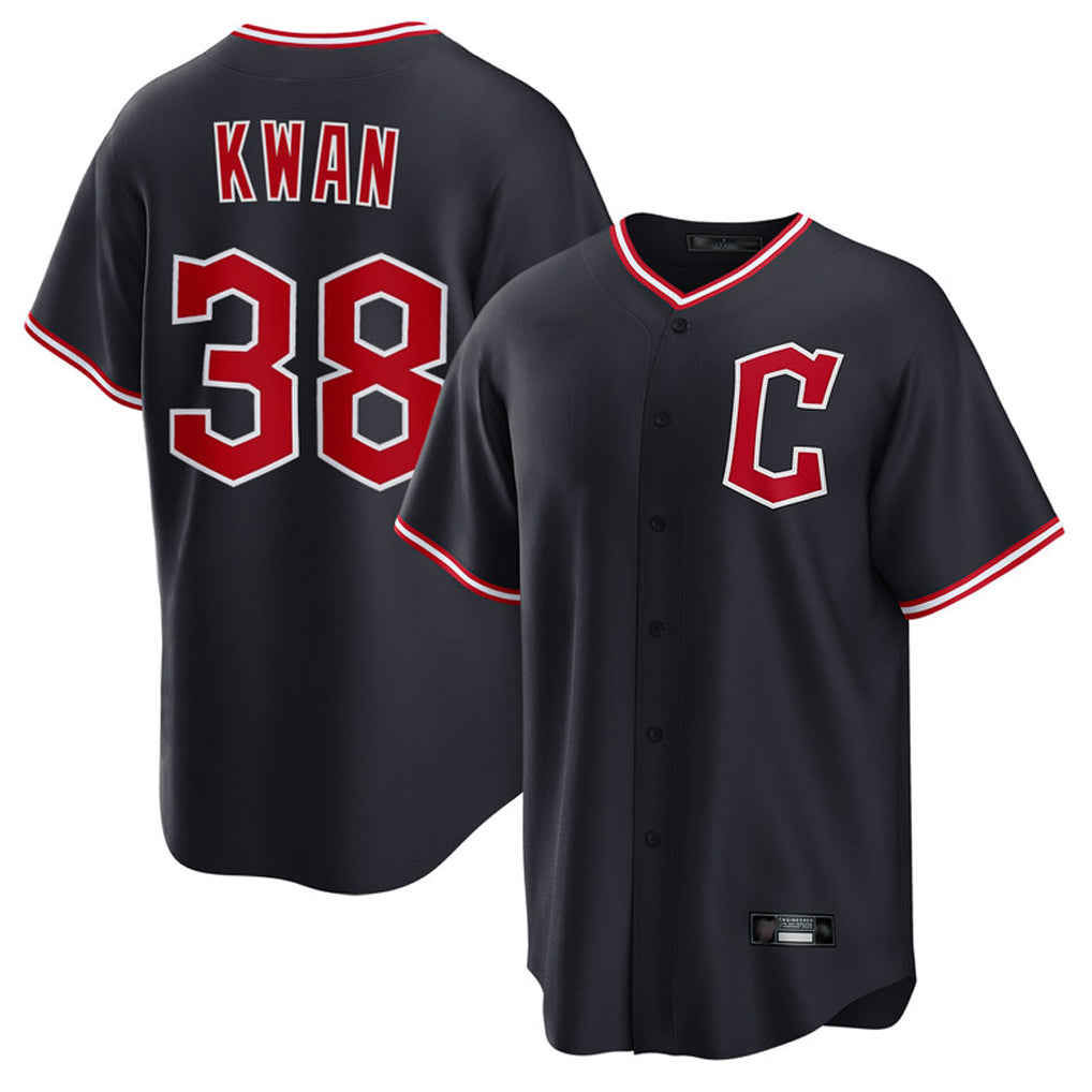Choea C.Guardians #38 Steven Kwan Player Navy Home Game Stitched Jerseys