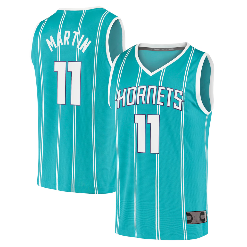 Choea C.Hornets #11 Cody Martin  Teal Fast Break Replica Jerseys - Icon Edition
