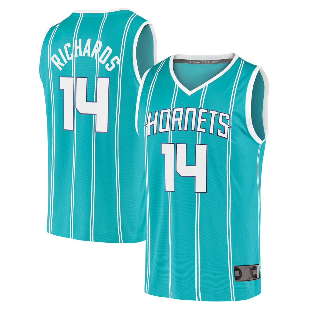 Choea C.Hornets #14 Nick Richards  Teal Fast Break Replica Jerseys - Icon Edition