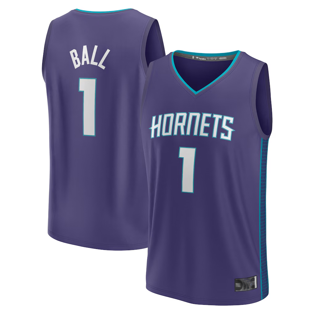 Choea C.Hornets #1 LaMelo Ball  Purple Fast Break Replica Player Jerseys - Statement Edition