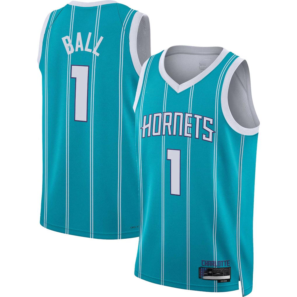 Choea C.Hornets #1 LaMelo Ball  Teal Swingman Jerseys - Icon Edition
