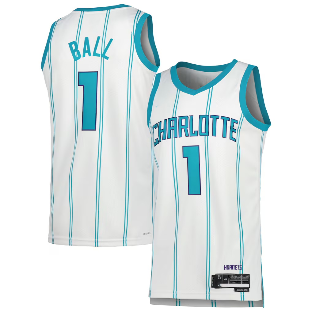 Choea C.Hornets #1 LaMelo Ball  White Swingman Jerseys - Association Edition