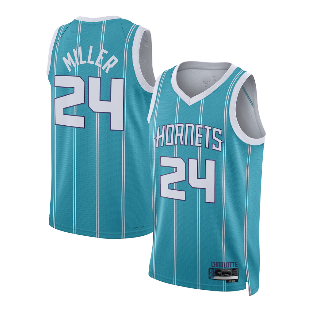 Choea C.Hornets #24 Brandon Miller Teal Draft Swingman Jerseys - Icon Edition
