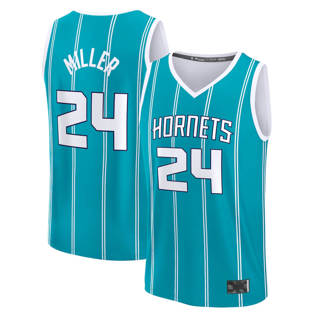 Choea C.Hornets #24 Brandon Miller  Teal Fast Break Replica Jerseys - Icon Edition