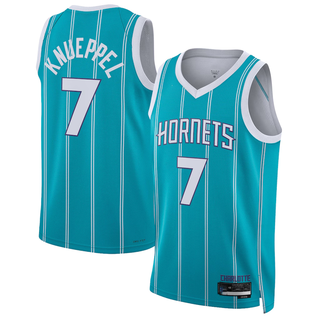Choea C.Hornets #7 Kon Knueppel  Teal Swingman Jerseys - Icon Edition