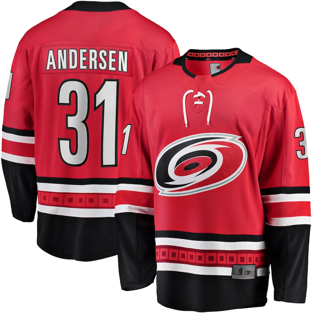 Choea C.Hurricanes #31 Frederik Andersen Red Alternate Breakaway Player Stitched Jerseys
