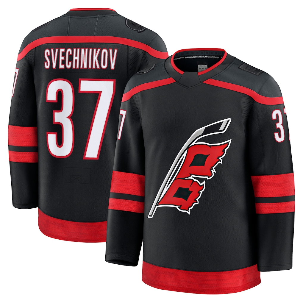 Choea C.Hurricanes #37 Andrei Svechnikov Black Home Premium Stitched Jerseys
