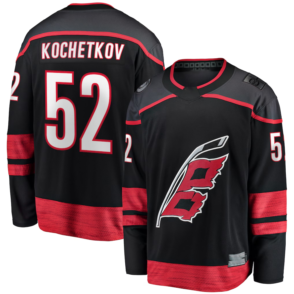 Choea C.Hurricanes #52 Pyotr Kochetkov Black Home Premier Breakaway Player Stitched Jerseys