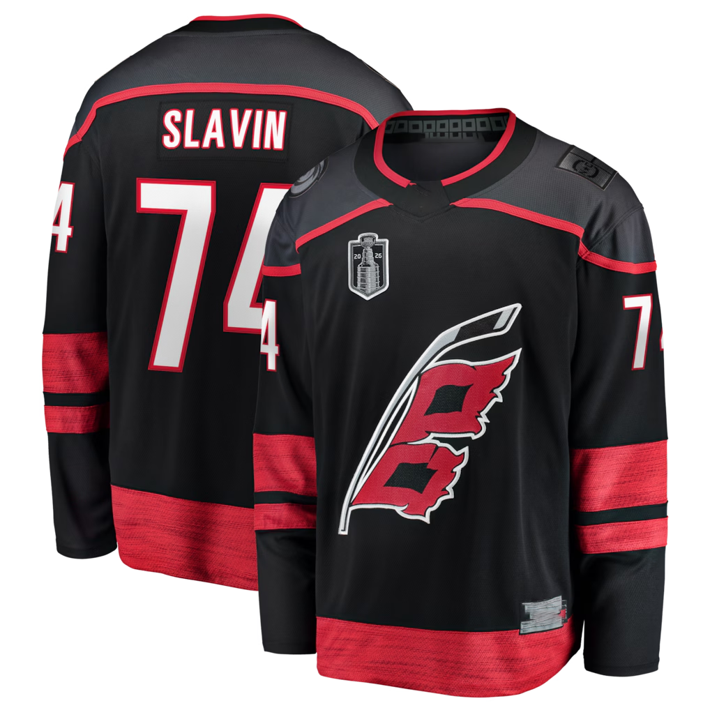 Choea C.Hurricanes #74 Jaccob Slavin Black 2026 Stanley Cup Final Home Breakaway Stitched Jerseys