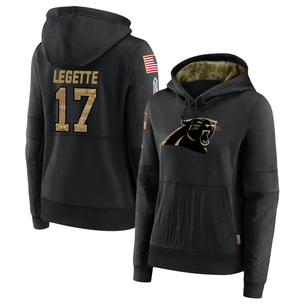 Choea C.Panthers #17 Xavier Legette Player Black Salute to Service HoodiesStitched  Jerseys