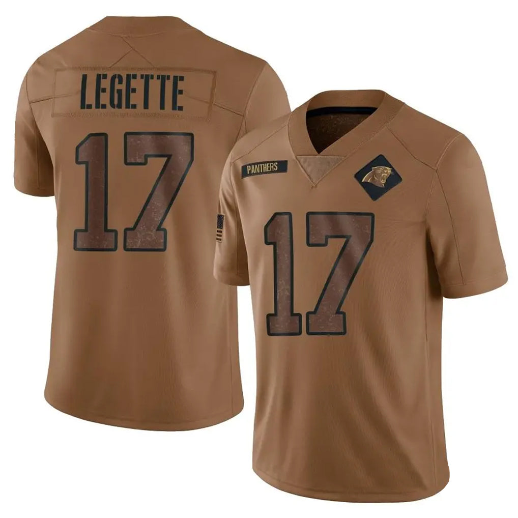 Choea C.Panthers #17 Xavier Legette Player Brown Salute To Service Limited Stitched Jerseys