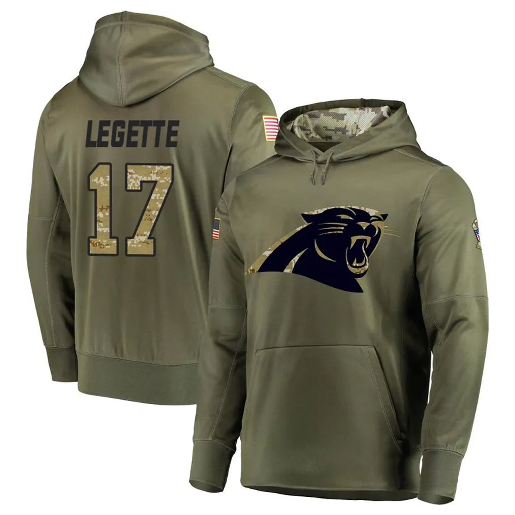 Choea C.Panthers #17 Xavier Legette Player Olive Salute to Service Limited Hoodies Stitched Jerseys