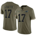 Choea C.Panthers #17 Xavier Legette Player Salute To Service Olive Stitched Jerseys