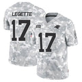 Choea C.Panthers #17 Xavier Legette Player Salute to Service Limited Arctic Camo Stitched Jerseys