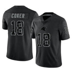 Choea C.Panthers #18 Jalen Coker Player Black Limited Reflective Game Stitched Jerseys