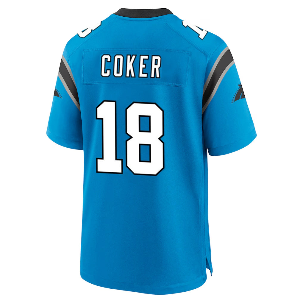 Choea C.Panthers #18 Jalen Coker Player Blue Home Game Stitched Jerseys