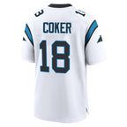 Choea C.Panthers #18 Jalen Coker Player White Home Game Stitched Jerseys