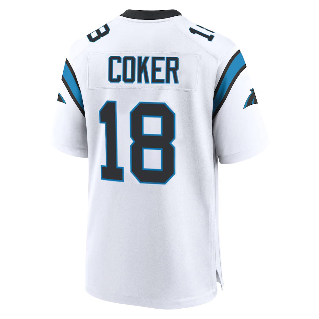 Choea C.Panthers #18 Jalen Coker Player White Home Game Stitched Jerseys