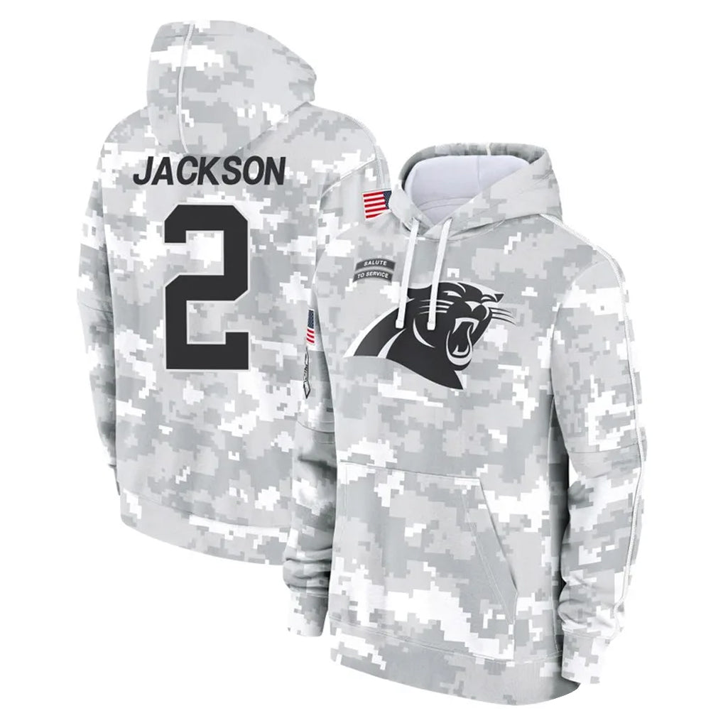Choea C.Panthers #2 Michael Jackson Player Arctic Camo Salute to Service Pullover Hoodies Limited Game Stitched Jerseys