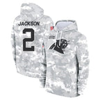 Choea C.Panthers #2 Michael Jackson Player Arctic Camo Salute to Service Pullover Hoodies Limited Game Stitched Jerseys