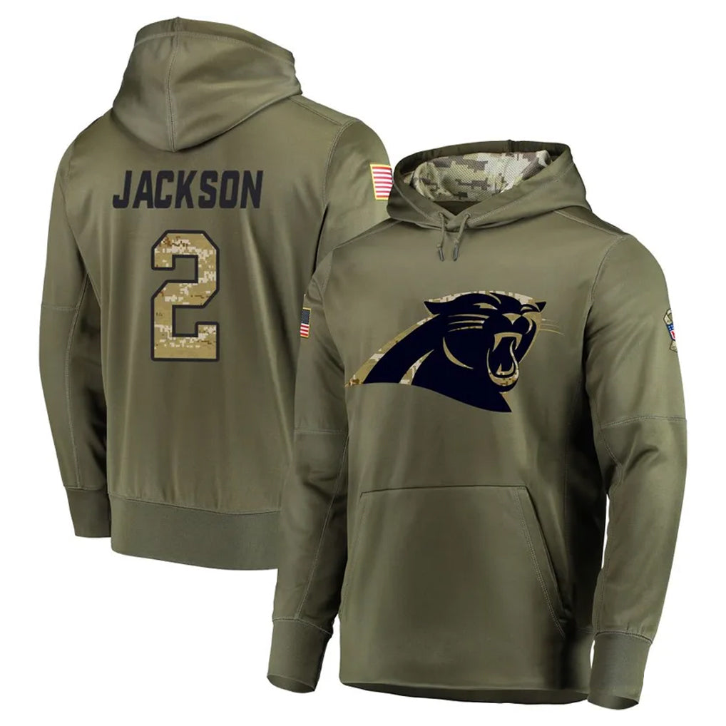 Choea C.Panthers #2 Michael Jackson Player Olive Salute to Service Hoodies Stitched Jerseys