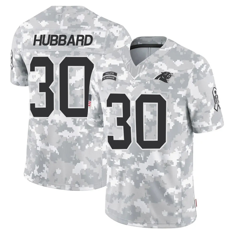 Choea C.Panthers #30 Chuba Hubbard Player Arctic Camo Salute to Service Limited  Jerseys