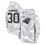 Choea C.Panthers #30 Chuba Hubbard Player Arctic Camo Salute to Service Pullover Hoodies Limited Game Stitched Jerseys