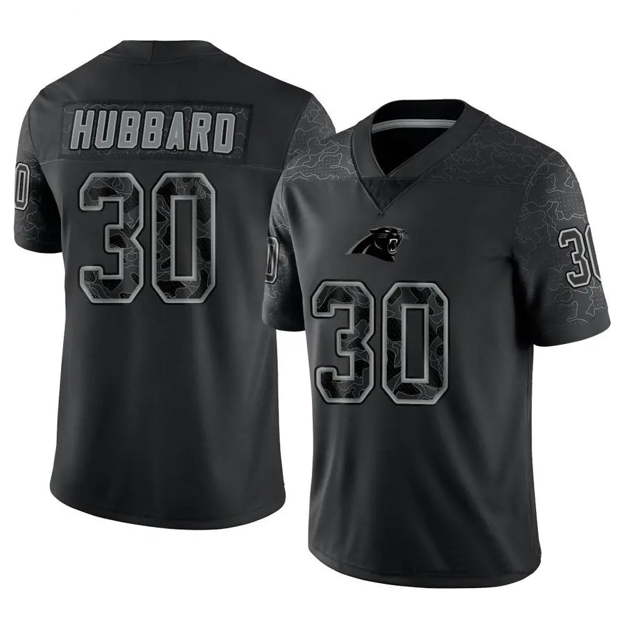 Choea C.Panthers #30 Chuba Hubbard Player Black Limited Reflective Stitched Jerseys
