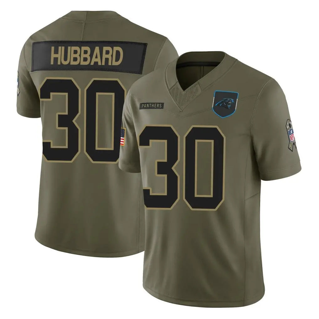 Choea C.Panthers #30 Chuba Hubbard Player Olive Salute to Service Limited Home Game Stitched Jerseys
