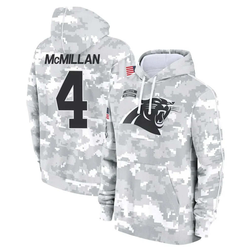 Choea C.Panthers #4 Tetairoa McMillan Player Arctic Camo Salute to Service Limited Hoodies Stitched Jerseys
