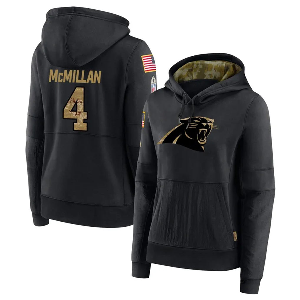 Choea C.Panthers #4 Tetairoa McMillan Player Black Salute to Service Hoodies Stitched Jerseys
