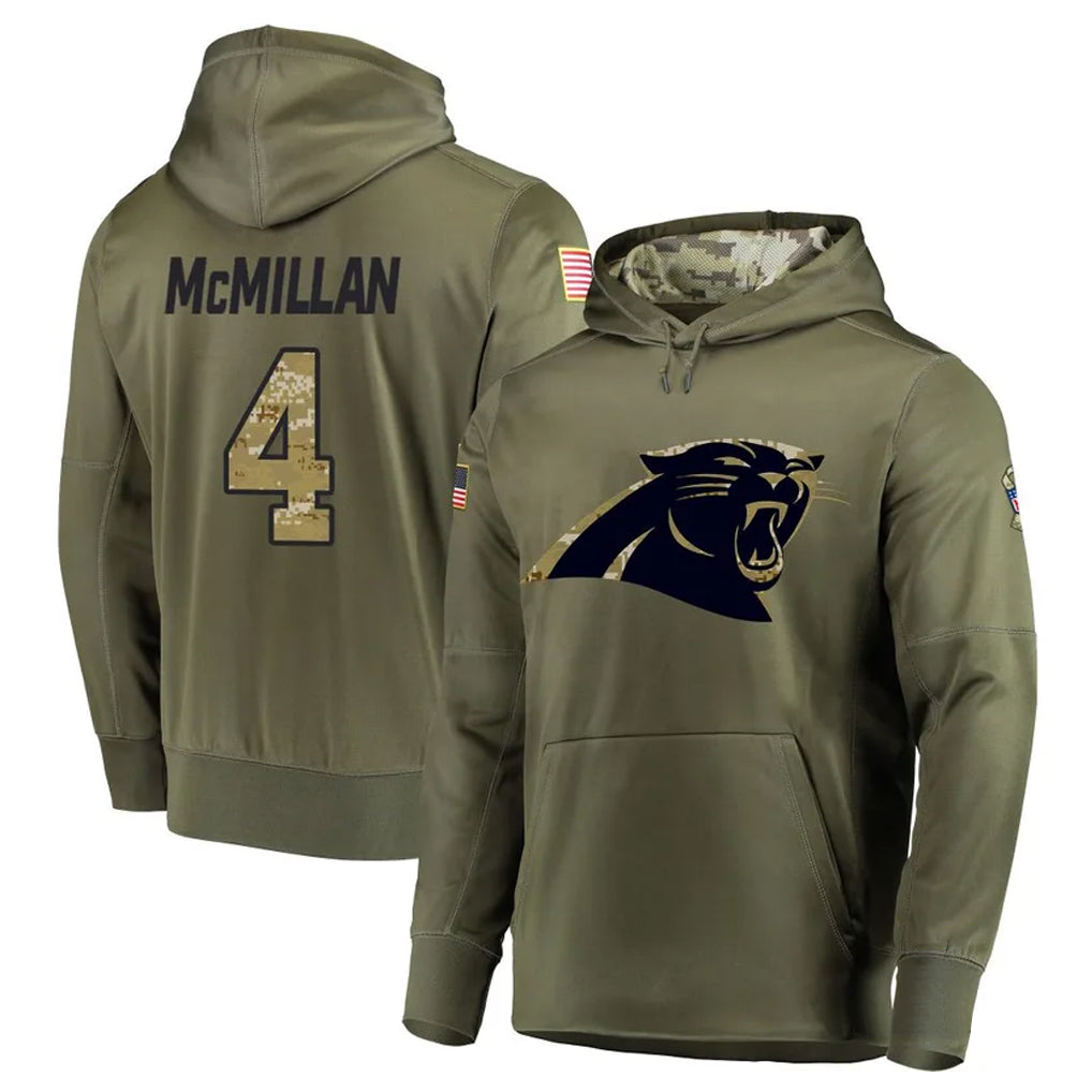 Choea C.Panthers #4 Tetairoa McMillan Player Olive Salute to Service Limited Hoodies Stitched Jerseys