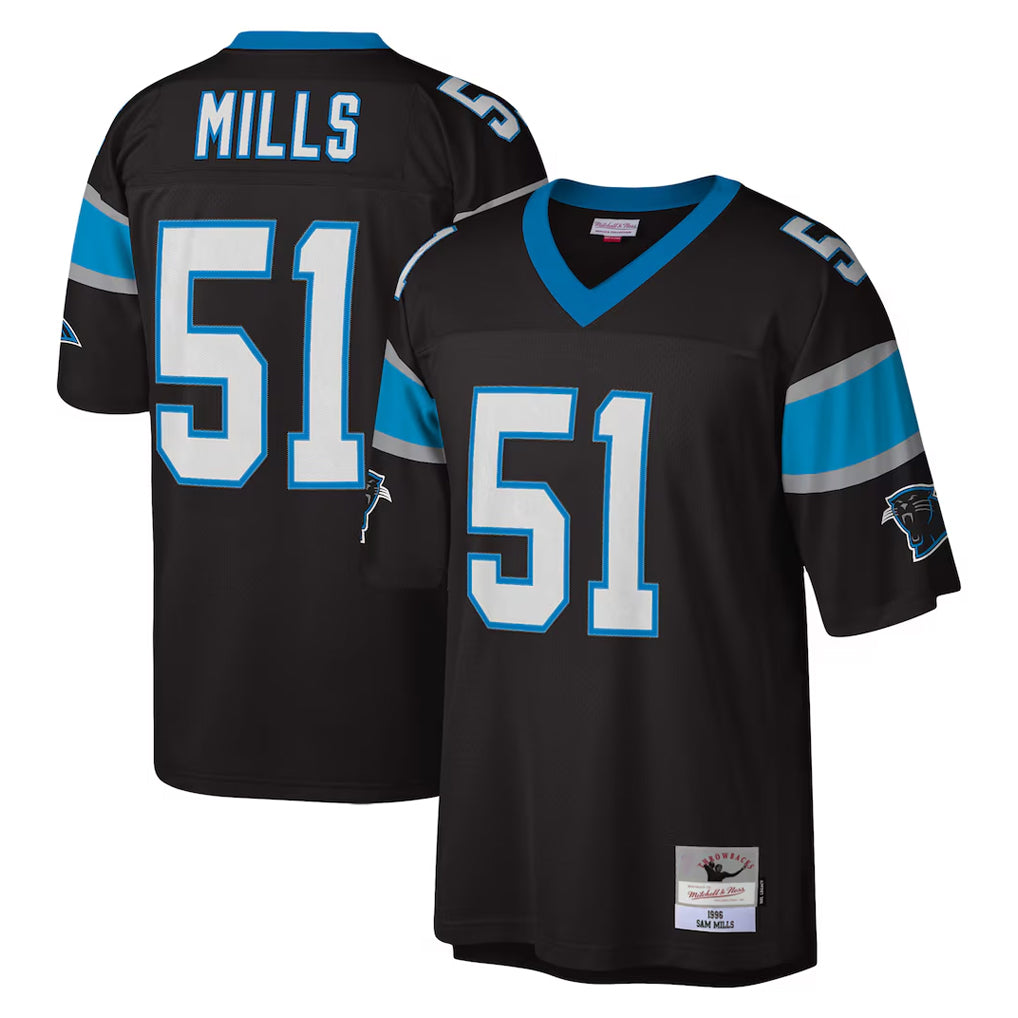 Choea C.Panthers #51 Sam Mills Player Black Mitchell & Ness Legacy Replica Stitched Jerseys