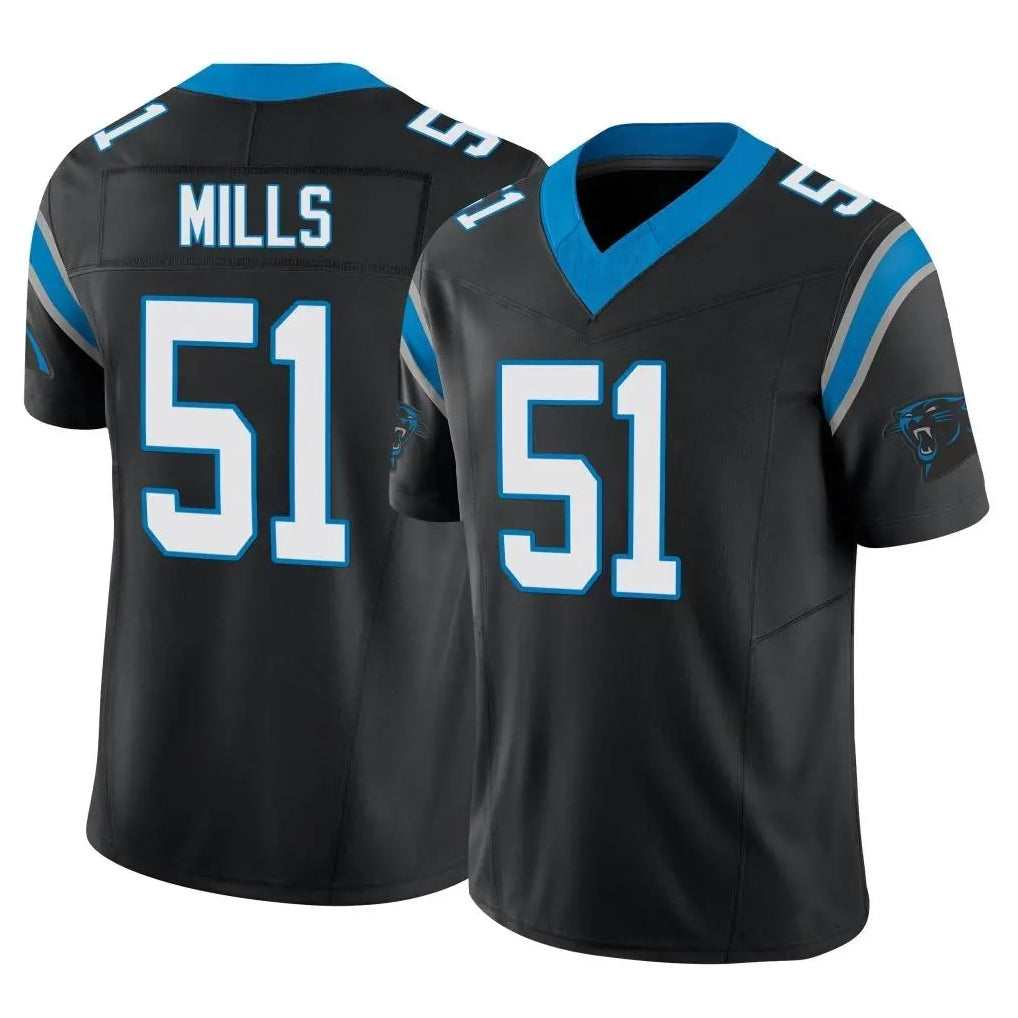 Choea C.Panthers #51 Sam Mills Player Black Vapor F.U.S.E. Limited Home Game Stitched Jerseys