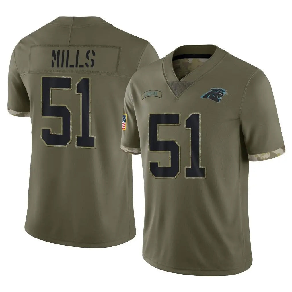 Choea C.Panthers #51 Sam Mills Player Olive Salute to Service Game Stitched Jerseys