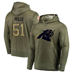 Choea C.Panthers #51 Sam Mills Player Olive Salute to Service Hoodies Stitched Jerseys