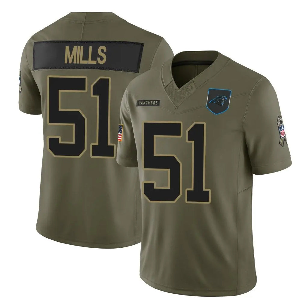 Choea C.Panthers #51 Sam Mills Player Olive Salute to Service Limited Home Game Stitched Jerseys