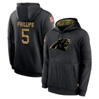 Choea C.Panthers #5 Jaelan Phillips Player Black Salute to Service Pullover Hoodies Limited Game Stitched Jerseys