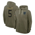 Choea C.Panthers #5 Jaelan Phillips Player Olive Salute to Service Hoodies Game Stitched Jerseys