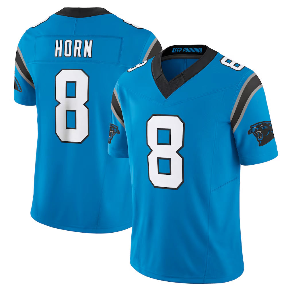 Choea C.Panthers #8 Jaycee Horn Player Blue Vapor F.U.S.E. Limited Home Game Stitched Jerseys