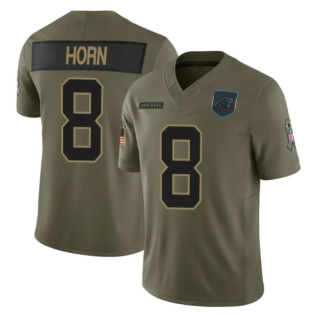 Choea C.Panthers #8 Jaycee Horn Player Olive Salute to Service Limited Home Game Stitched Jerseys