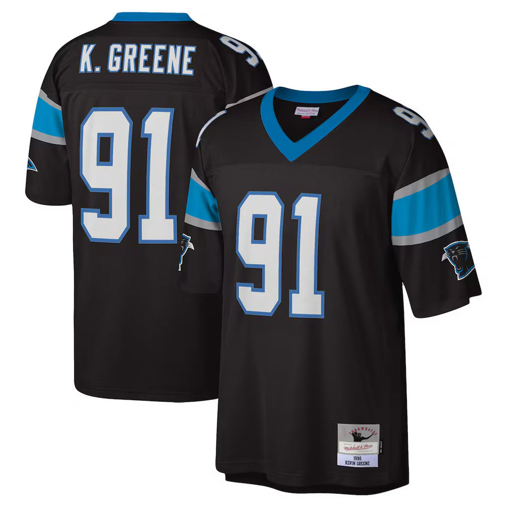 Choea C.Panthers #91 Kevin Greene Player Black Mitchell & Ness Legacy Replica Stitched Jerseys