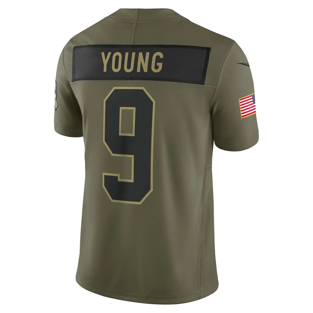 Choea C.Panthers #9 Bryce Young Olive 2025 Salute to Service Limited Stitched Jerseys