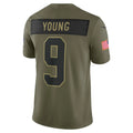 Choea C.Panthers #9 Bryce Young Olive 2025 Salute to Service Limited Stitched Jerseys