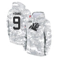 Choea C.Panthers #9 Bryce Young Player Arctic Camo Salute to Service Pullover Hoodies Limited Game Stitched Jerseys